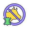 Cruelty free color line icon. Label for products or activities that do not harm or kill animals. Pictogram for web page, mobile