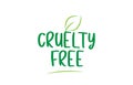 cruelty free green word text with leaf icon logo design