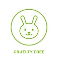 Cruelty Free Line Green Icon. No Tested on Animal Beauty Cosmetic Makeup Natural Product Outline Pictogram. Rabbit