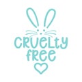 Cruelty free logo with cute bunny - Handwritten label and rabbit dawning.