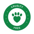 Cruelty Free, No Tested on Animals Pet Imprint Silhouette Icon. Paw Footprint in Heart Animal Love Pictogram. Not Trial