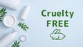 Cruelty free SPA cosmetic products set with green leaves