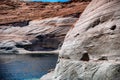 Cruise along Lake Powell. View of narrow, cliff-lined canyon from a boat in Glen Canyon National Recreation Area, Arizona Royalty Free Stock Photo