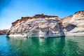 Cruise along Lake Powell. View of narrow, cliff-lined canyon from a boat in Glen Canyon National Recreation Area, Arizona Royalty Free Stock Photo