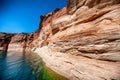 Cruise along Lake Powell. View of narrow, cliff-lined canyon from a boat in Glen Canyon National Recreation Area, Arizona Royalty Free Stock Photo