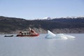 Cruise boat at Grey Lake in National Park Torres del Paine in Patagonia