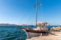 Cruise boat at Kolymbia beach. Rhodes island. Greece Royalty Free Stock Photo