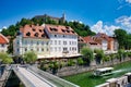 Cruise Boat on the River Ljubljanica, Ljubljana, Slovenia Royalty Free Stock Photo