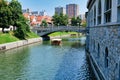 Cruise Boat on the River Ljubljanica, Ljubljana, Slovenia Royalty Free Stock Photo