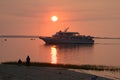 Cruise boat at sunset Royalty Free Stock Photo