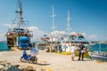 Cruise boats in Ouranoupoli, Athos peninsula, Greece