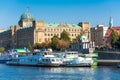 Cruise boats on Vltava river. Prague, Czech Republic Royalty Free Stock Photo