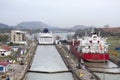 Cruise and Cargo Ships Entering Panama City Royalty Free Stock Photo