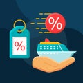 Cruise discounts flat concept vector icon Royalty Free Stock Photo