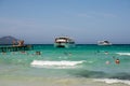 Cruise excursion ship is arriving to Playa de Muro beach in Alcudia