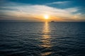 Cruise ferry silhouette against sunset Royalty Free Stock Photo