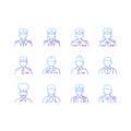 Cruise and hotel staff gradient linear vector icons set