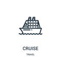 cruise icon vector from travel collection. Thin line cruise outline icon vector illustration. Linear symbol for use on web and