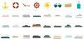 Cruise icons set flat vector isolated Royalty Free Stock Photo