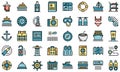 Cruise icons set vector flat