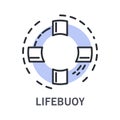 Cruise and life buoy, marine symbol, life saver, isolated linear icon