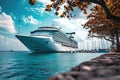 Cruise liner at dock in Caribbean style