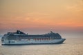 Cruise liner leaving the albanian coast near Saranda. Royalty Free Stock Photo