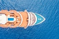 Cruise liner luxury ship in Mediterranean sea water. Top aerial view Royalty Free Stock Photo