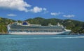 A cruise liner moored at the terminal in Road Town on the main island of Tortola