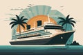 Cruise liner with palm trees sails on the sea Royalty Free Stock Photo