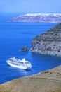 Cruise liner at Santorini Island, Greece Royalty Free Stock Photo