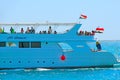 Cruise liner with tourists from Jordan sailing on Red Sea