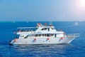 Cruise liner with tourists sailing on Red Sea