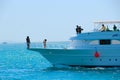 Cruise liner with tourists sailing on Red Sea