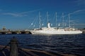 Cruise liner Wind Surf departs from St. Petersburg, Russia