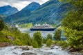 Cruise Liners On Geiranger fjord, Norway Royalty Free Stock Photo