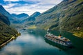 Cruise Liners On Geiranger fjord, Norway Royalty Free Stock Photo