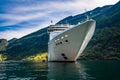 Cruise Liners On Geiranger fjord, Norway Royalty Free Stock Photo