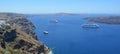 Cruise liners moored in the caldera visitng Santorini. Royalty Free Stock Photo