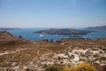 Cruise liners near the island of Santorini Royalty Free Stock Photo