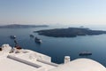 Cruise liners near the island of Santorini. Caldera view Royalty Free Stock Photo