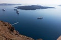 Cruise liners near the island of Santorini. Caldera view Royalty Free Stock Photo
