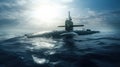 Cruise missile fast attack submarine surfacing in the ocean