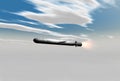 Cruise missile in flight on blu sky