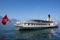 Cruise with paddle-wheel steam boat on Leman Lake