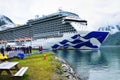 Cruise passengers waiting to board Sky Princess in Skjolden Royalty Free Stock Photo