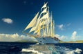 Cruise on a sailing ship. Sailing. Luxury yacht.