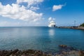 Cruise Ship Across Blue Bay of St Croix Royalty Free Stock Photo