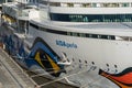 Cruise ship AIDA perla in the harbor of Hamburg at the Altona Cruise Center, Germany Royalty Free Stock Photo