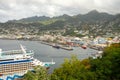 The cruise ship aida at a port in the windward islands